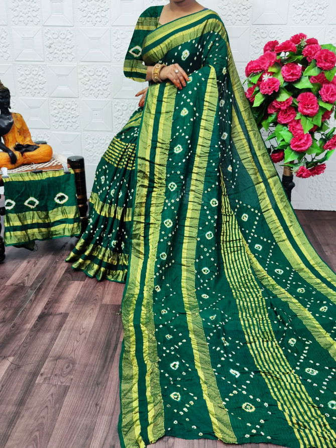 VIP Bandhej Printed Cotton Non Catalog Sarees